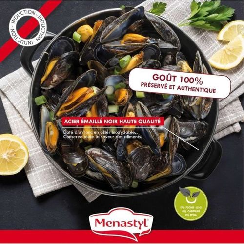 Marmite à Moule - 3645567 - En Acier Émaillé - Noir - 18 Cm - 2,7 Litres - Tous Feux Dont Induction