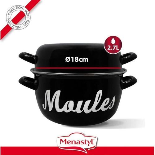 Marmite à Moule 3645563 - En Acier Émaillé - Noir - 18cm - Avec Écritures - Tous Feux Dont Induction