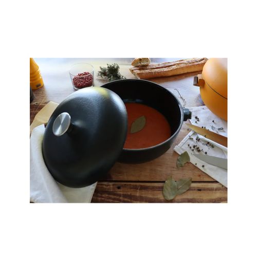 Cocotte Ronde En Fonte Avec Émail 24cm Noir - 7930205