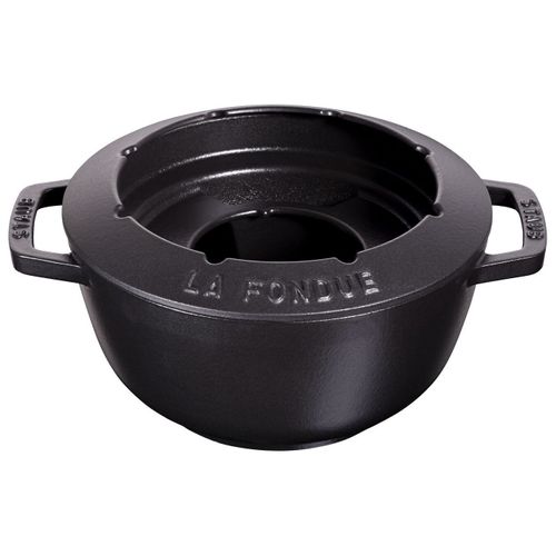 Service à Fondue En Fonte, Rond, 2 Anses, Ø 20 Cm, Noir Mat
