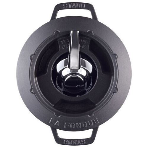 Service à Fondue En Fonte, Rond, 2 Anses, Ø 20 Cm, Noir Mat