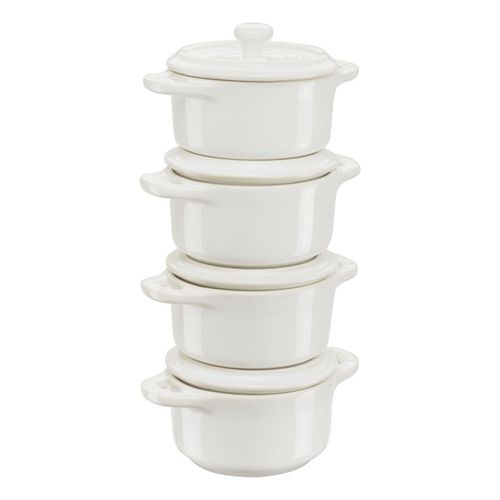 Set Cocottes 4-pcs, Rond(e), Blanc Ivoire, Céramique