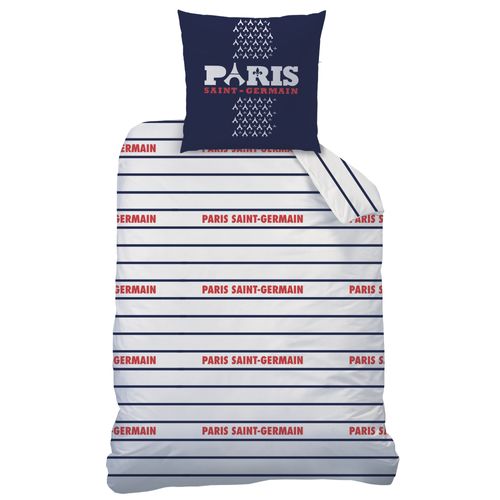 Parure De Lit Imprimée 100% Coton, Psg Logo Bleu 240x220+2x63x63cm