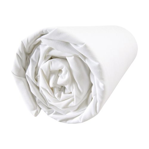 Drap-housse Uni 100% Coton, Douce Nuit Blanc 90x190/200cm - Bonnet 30cm
