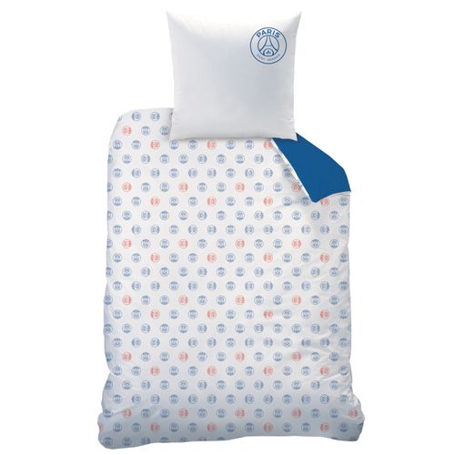 Parure De Lit Imprimée 100% Coton, Psg Classic Bleu 140x200+63x63cm