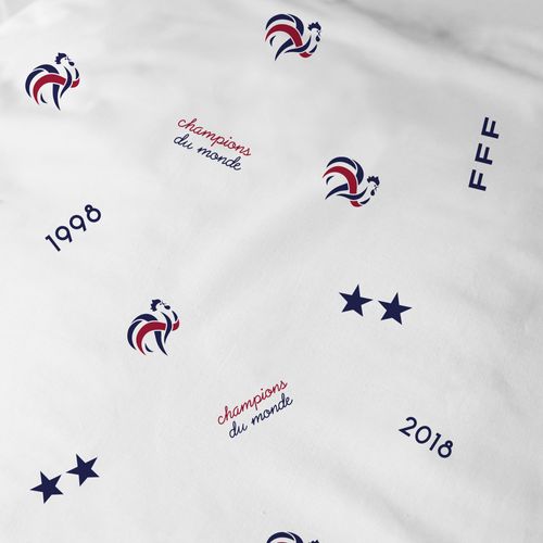Drap-housse Imprimé 100% Coton, Fff Challenge Blanc 90x190/200cm - Bonnet 30cm