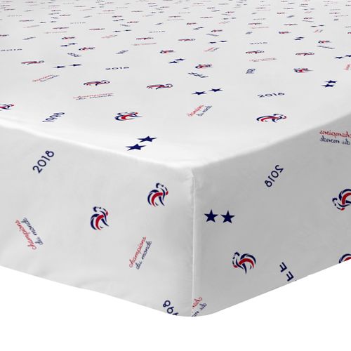 Drap-housse Imprimé 100% Coton, Fff Challenge Blanc 90x190/200cm - Bonnet 30cm