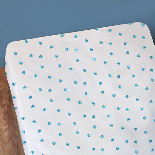 Drap-housse Imprimé 100% Coton, Om Voilure Blanc 140x190cm - Bonnet 30cm