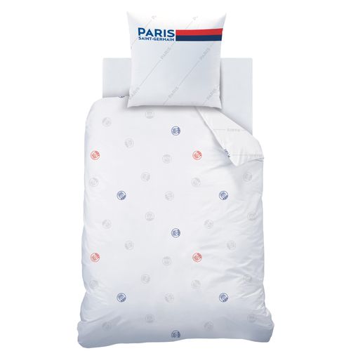 Parure De Lit Imprimée 100% Coton, Psg Retro White Blanc 140x200+63x63cm
