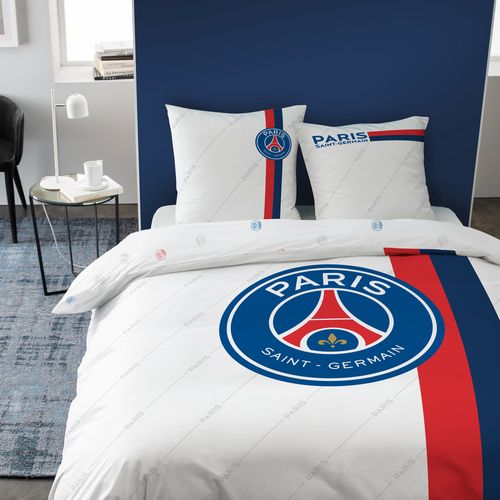Parure De Lit Imprimée 100% Coton, Psg Retro White Blanc 140x200+63x63cm