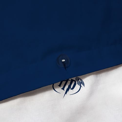 Parure De Lit Imprimée 100% Coton, Harry Potter Blason Bleu Marine 240x220+2x63x63cm