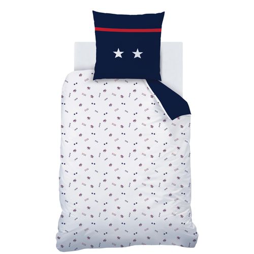 Parure De Lit Imprimée 100% Coton, Fff Challenge Bleu Marine 140x200+63x63cm