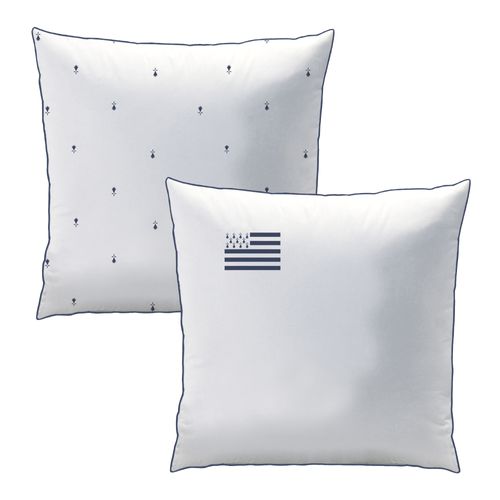 Parure De Lit Imprimée 100% Coton, Bretagne Gwenn Ha Du Blanc 140x200+63x63cm