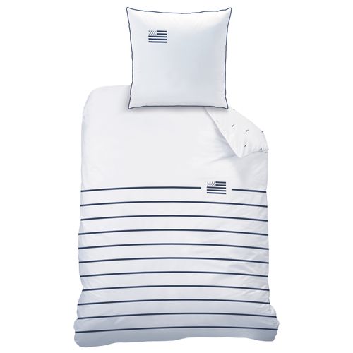 Parure De Lit Imprimée 100% Coton, Bretagne Gwenn Ha Du Blanc 140x200+63x63cm