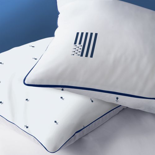 Parure De Lit Imprimée 100% Coton, Bretagne Gwenn Ha Du Blanc 140x200+63x63cm