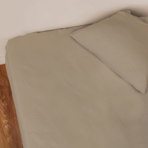 Drap-housse Uni En Percale, Coton Bio Taupe 140x190/200cm - Bonnet 30cm