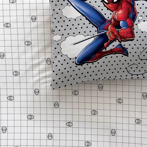Parure De Lit Imprimée 100% Coton, Spiderman Home Hero Gris 140x200+63x63cm