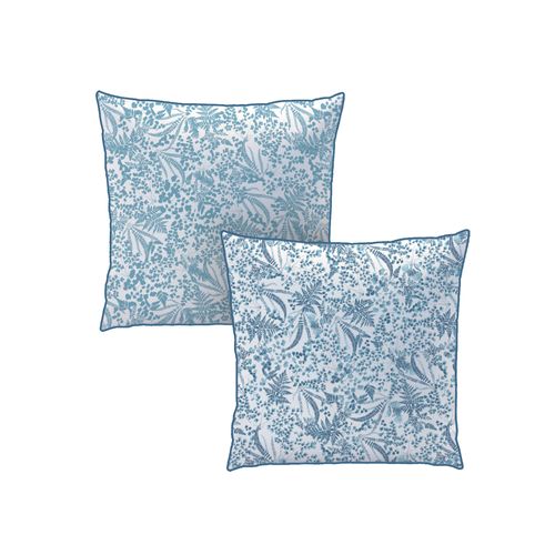 Parure De Lit Imprimée 100% Coton, Vegetalis Bleu 240x220+2x65x65cm