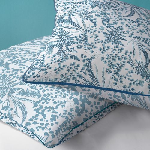 Parure De Lit Imprimée 100% Coton, Vegetalis Bleu 240x220+2x65x65cm