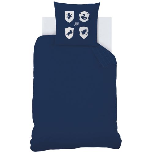 Parure De Lit Imprimée 100% Coton, Harry Potter Preppy Bleu Nuit 140x200+63x63cm