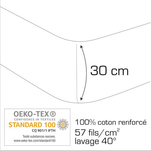 Drap-housse Imprimé 100% Coton, Pokemon Ziggy Blanc 90x190/200cm - Bonnet 30cm