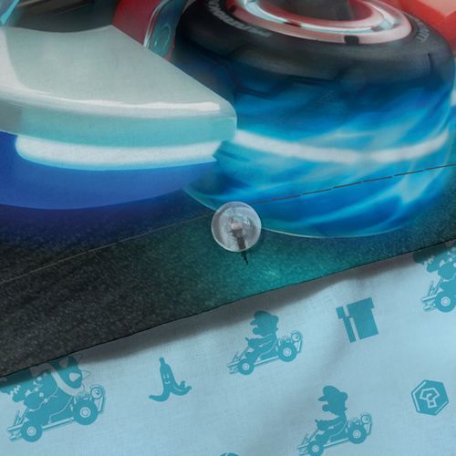 Parure De Lit Imprimée 100% Coton, Mario Up Side Down Bleu 140x200+63x63cm