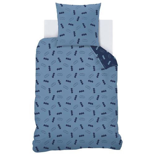 Parure De Lit Imprimée 100% Coton, Batman Iconic Bleu Nuit 140x200+63x63cm