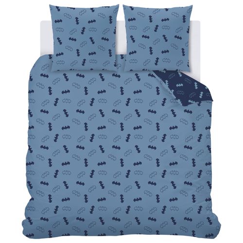 Parure De Lit Imprimée 100% Coton, Batman Iconic Bleu Nuit 140x200+63x63cm