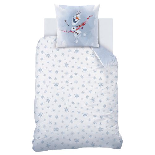 Parure De Lit Imprimée 100% Coton, Disney Home Frozen Trio Bleu 140x200+63x63cm
