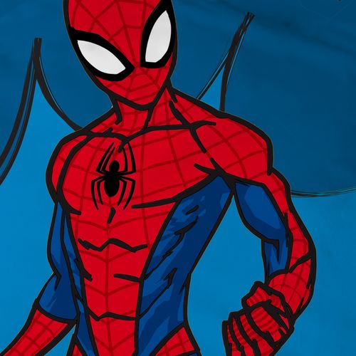 Parure De Lit Imprimée 100% Coton, Spiderman Home Avenger Bleu 140x200+63x63cm