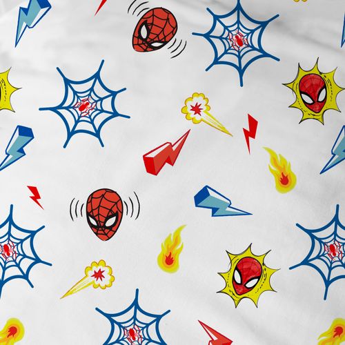 Drap-housse Imprimé 100% Coton, Spiderman Home Avenger Blanc 90x190/200cm - Bonnet 30cm