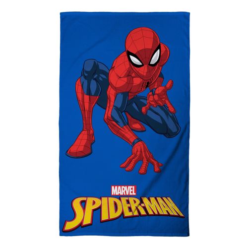 Serviette De Bain Et De Plage Imprimée 100% Coton, Spiderman Super Hero Bleu Marine 70x120cm