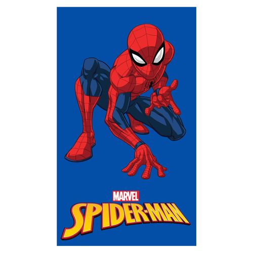 Serviette De Bain Et De Plage Imprimée 100% Coton, Spiderman Super Hero Bleu Marine 70x120cm