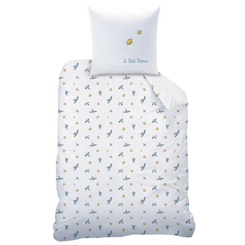 Parure De Lit Imprimée 100% Coton, Le Petit Prince Birds Blanc 140x200+63x63cm
