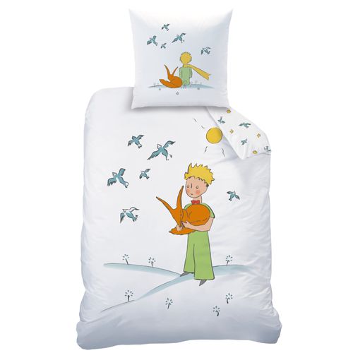 Parure De Lit Imprimée 100% Coton, Le Petit Prince Birds Blanc 140x200+63x63cm