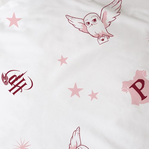 Drap-housse Imprimé 100% Coton, Harry Potter Fly Blanc 90x190/200cm - Bonnet 30cm