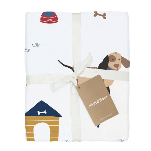 Parure De Lit Imprimée 100% Coton, Waf Waf Blanc 140x200+63x63cm