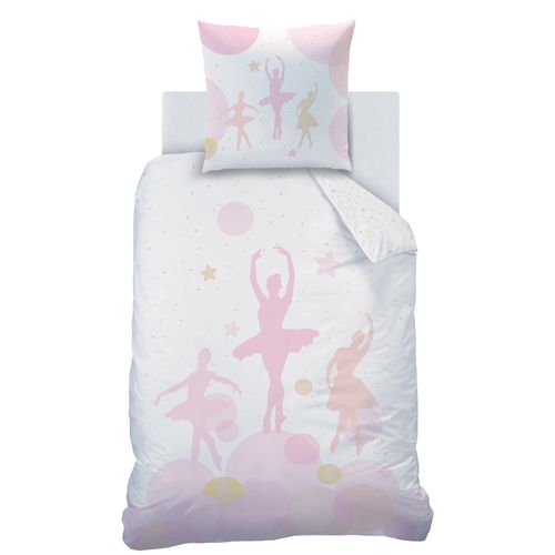 Parure De Lit Imprimée 100% Coton, Opéra Blanc, Rose 140x200+63x63cm