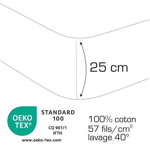 Drap-housse Imprimé 100% Coton, Sweet Dreams Pink Blanc, Rose 90x190/200cm - Bonnet 30cm