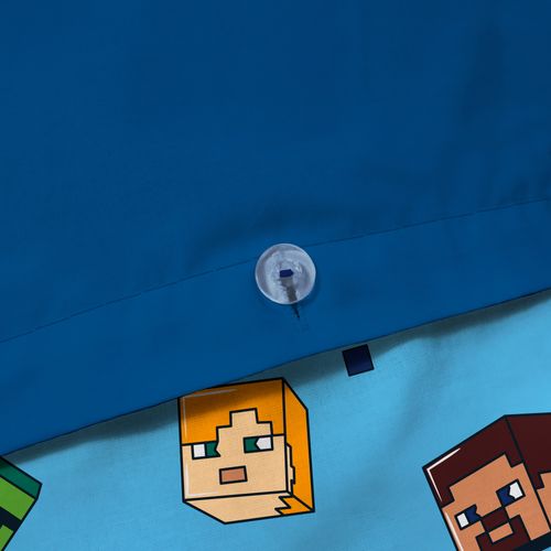 Parure De Lit Imprimée 100% Coton, Minecraft Update Bleu Nuit 140x200+63x63cm