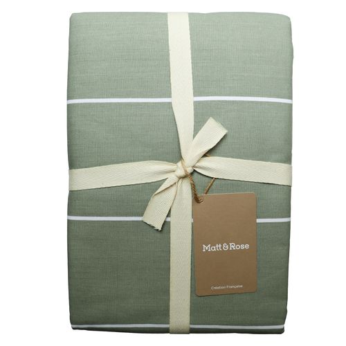 Parure De Lit Imprimée 100% Coton, Stripes Lichen 135x200+80x80cm
