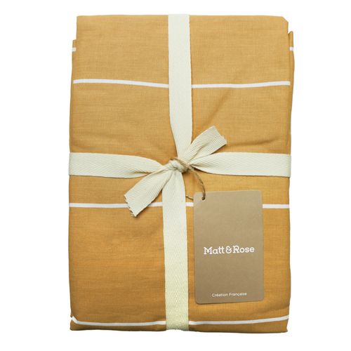 Parure De Lit Imprimée 100% Coton, Stripes Caramel 135x200+80x80cm