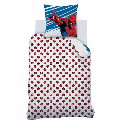 Parure De Lit Imprimée 100% Coton, Spiderman Home Anniversary Blanc/bleu 140x200+63x63cm