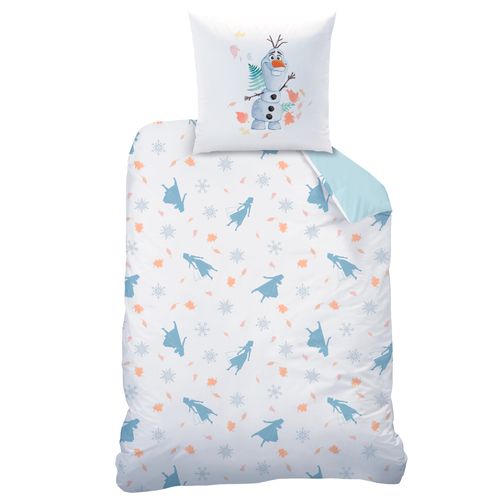 Parure De Lit Imprimée 100% Coton, Disney Home Frozen Sisters Bleu 140x200+63x63cm