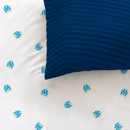 Parure De Lit Imprimée 100% Coton, Om Prado Bleu Marine 140x200+63x63cm