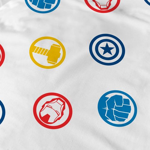 Parure De Lit Imprimée 100% Coton, Avengers Home Team Bleu 140x200+63x63cm