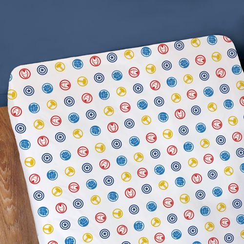 Drap-housse Imprimé 100% Coton, Avengers Home Team Blanc 90x190/200cm - Bonnet 30cm