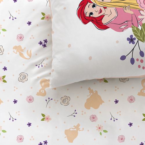 Parure De Lit Imprimée 100% Coton, Disney Home Princesse Bal Blanc 140x200+63x63cm