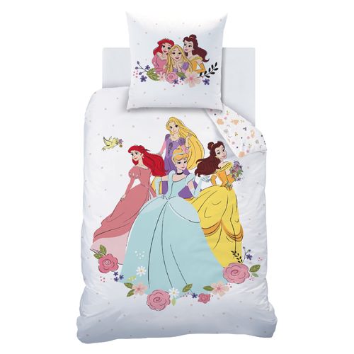 Parure De Lit Imprimée 100% Coton, Disney Home Princesse Bal Blanc 140x200+63x63cm