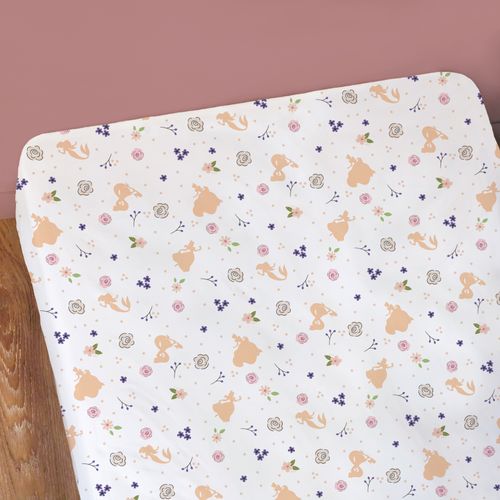Drap Housse Imprimé 100% Coton, Disney Home Princesse Bal Blanc 90x190cm - Bonnet 25cm